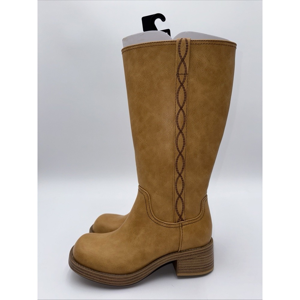 No Boundaries Women's Tall Riding Boot Honey Side Zipper Square Toe Size 11 NEW